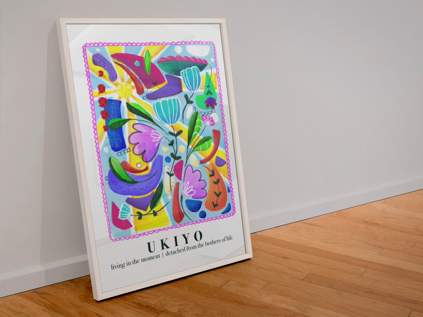 “Ukiyo” Vibrant Abstract Floral Art Print – Mindful Living Wall Art (A5–A0)