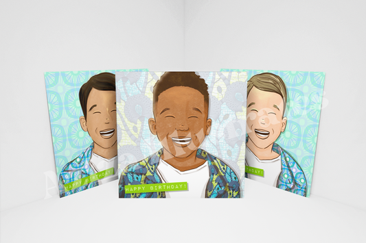 Smiling Birthday Boy Card – Celebration Illustration
